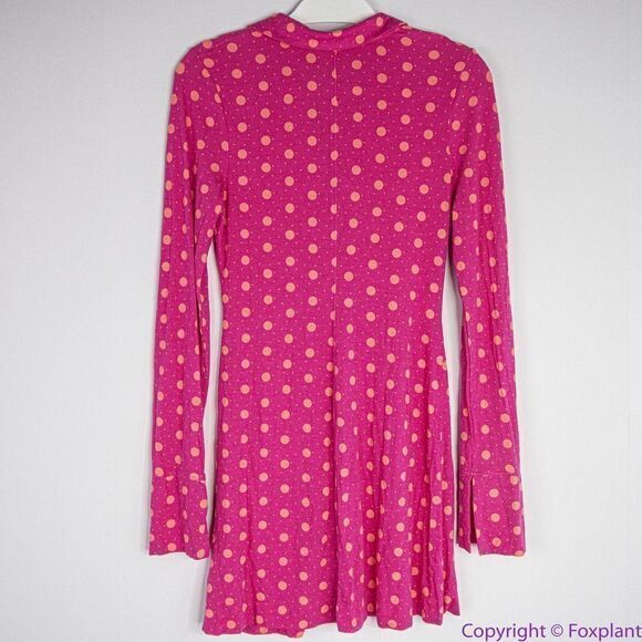 NEW Free People Shayla Mini Dress Printed Polka Dot Long Sleeve Button Down, M - Picture 12 of 16